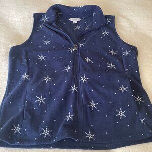 Croft & Barrow Navy Snowflake Fleece Vest Size M